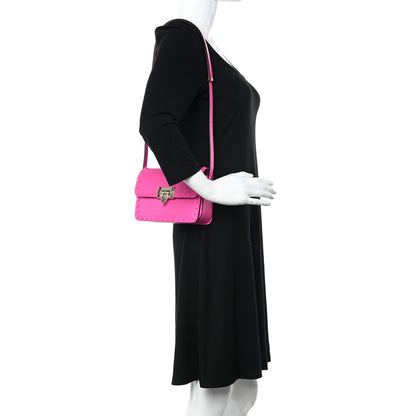 Valentino Garavani Smooth Calfskin Enamel Tonal Small Rockstud23 Shoulder Bag Pink PP 2 of 17