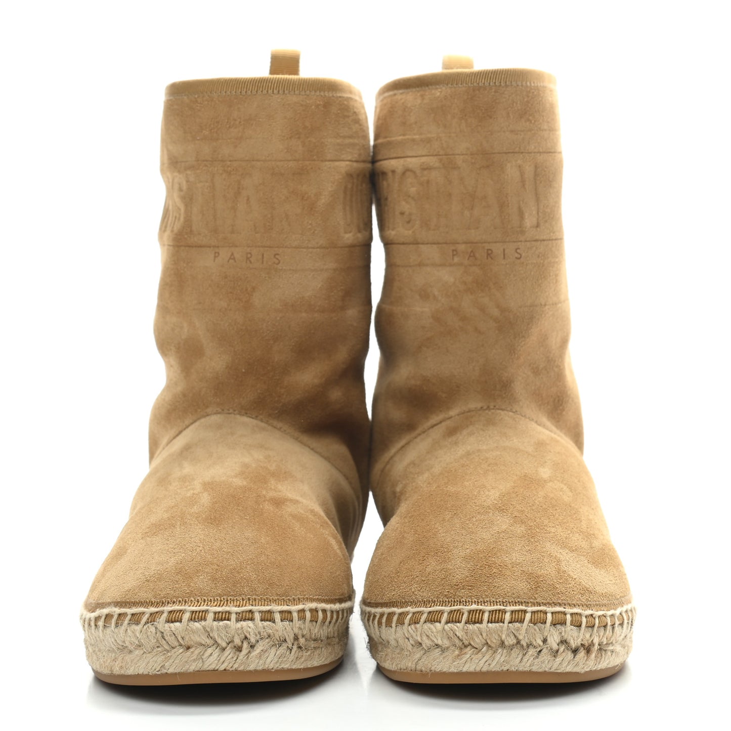 Calfskin Suede Shearling Granville Espadrille Boots 38.5 Natural
