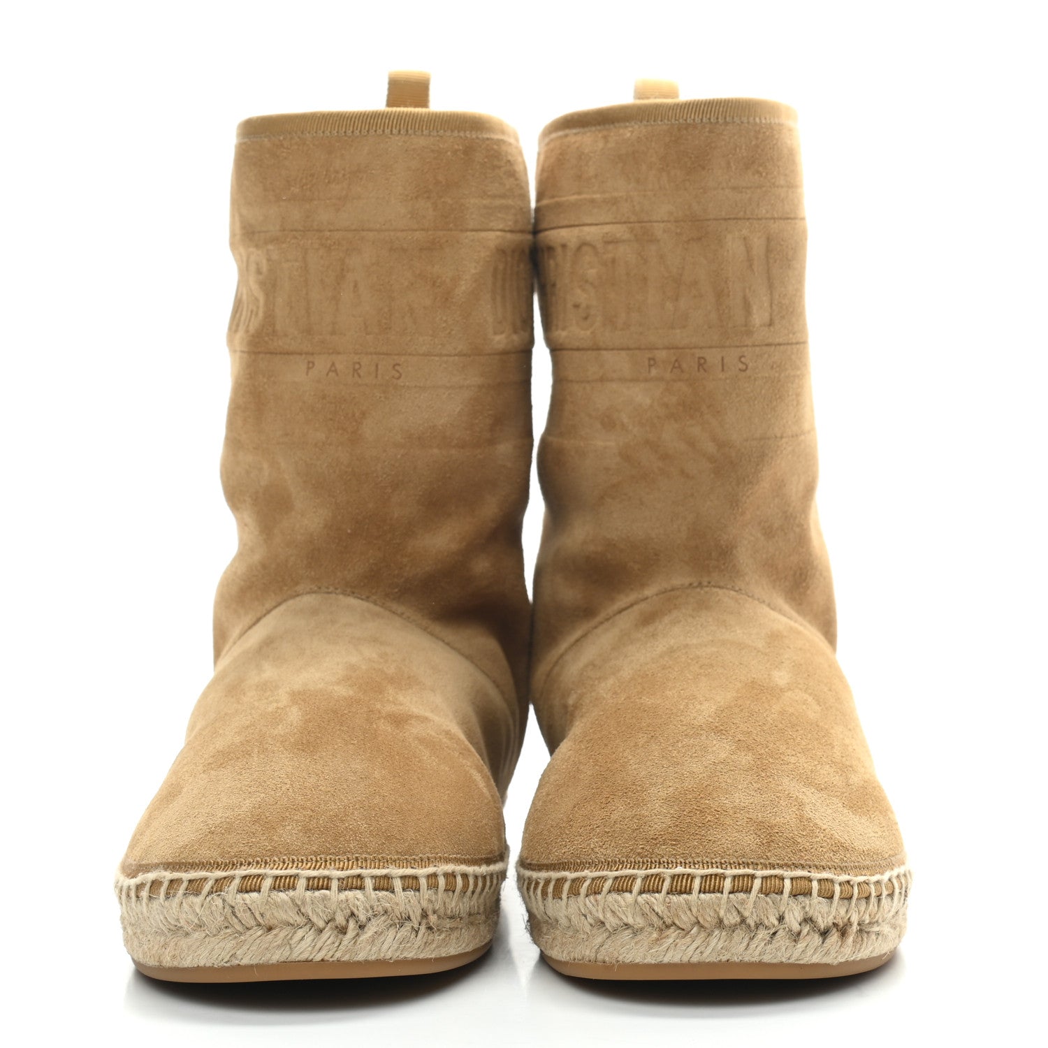 Christian Dior Calfskin Suede Shearling Granville Espadrille Boots 38.5 Natural 2 of 7