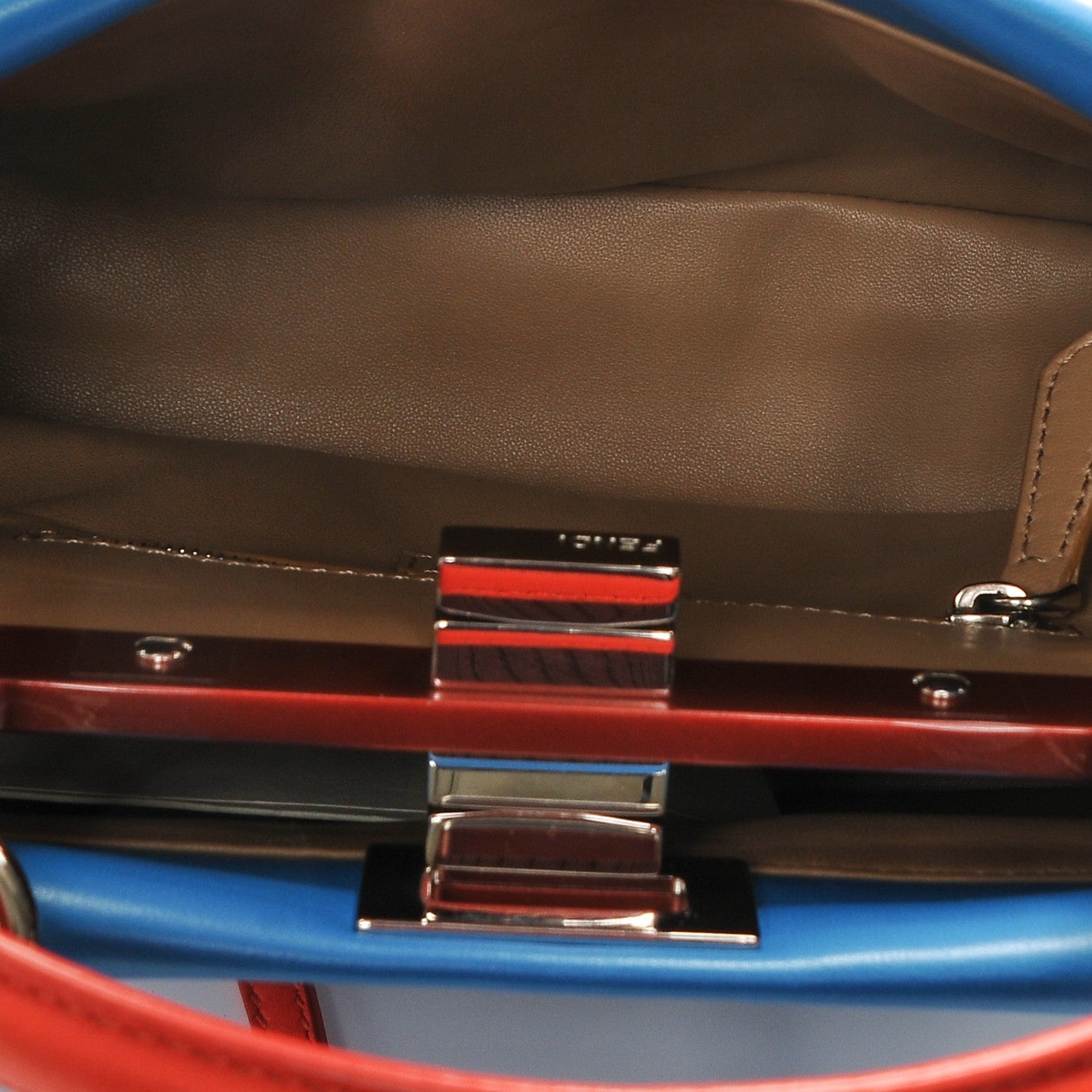 Fendi Nappa Colorblock Mini Peekaboo Iconic Satchel Blue Royal Papavero Cuoio 5 of 6