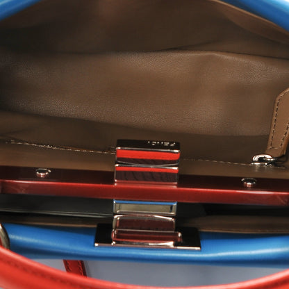 Fendi Nappa Colorblock Mini Peekaboo Iconic Satchel Blue Royal Papavero Cuoio 5 of 6