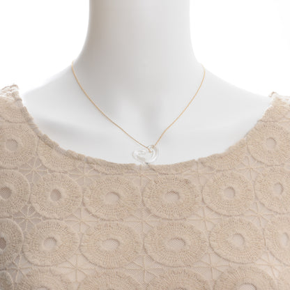 Tiffany 18K Yellow Gold Rock Crystal Quartz Elsa Peretti Open Heart Necklace 2 of 5