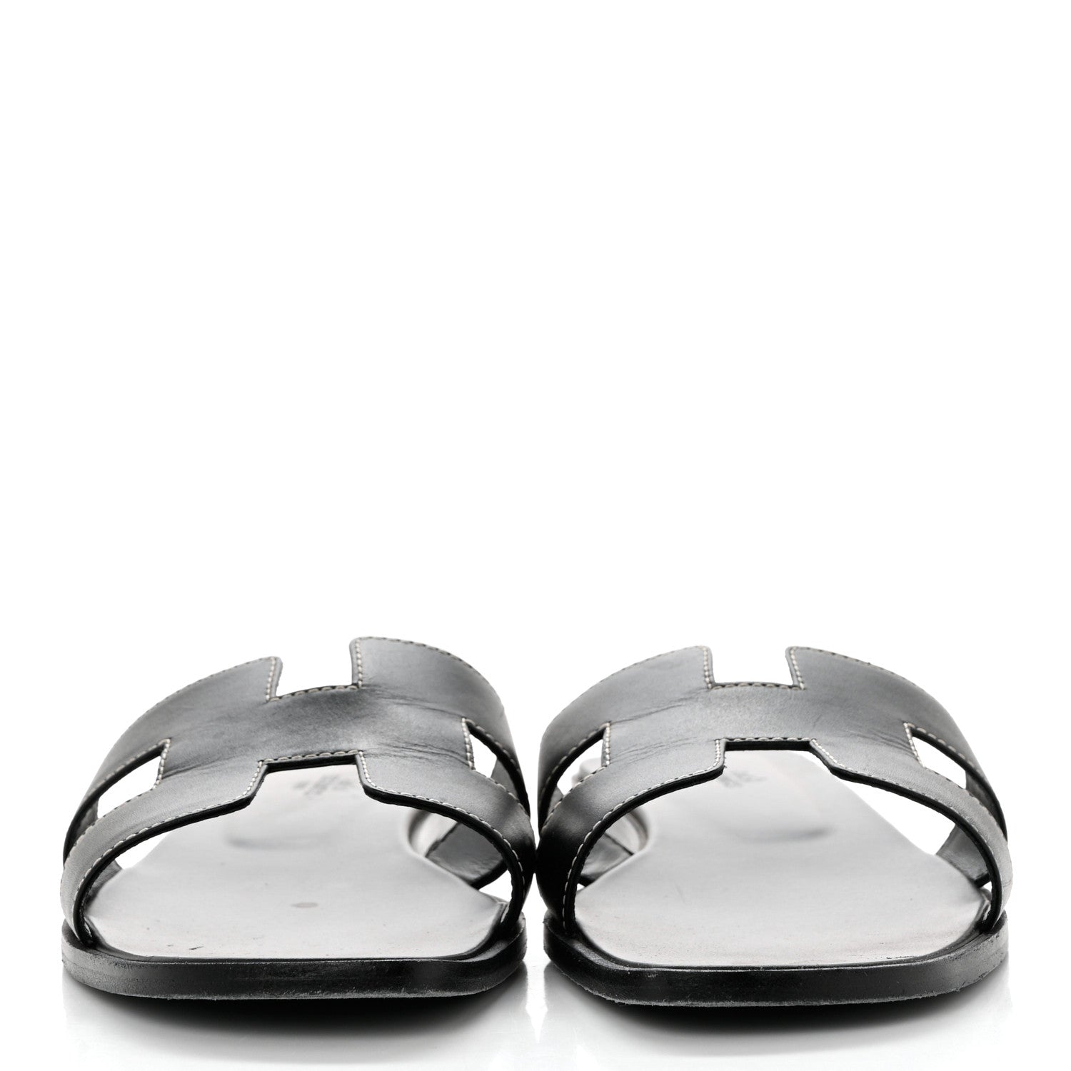 Hermes Box Calfskin Oran Sandals 41.5 Black 2 of 9