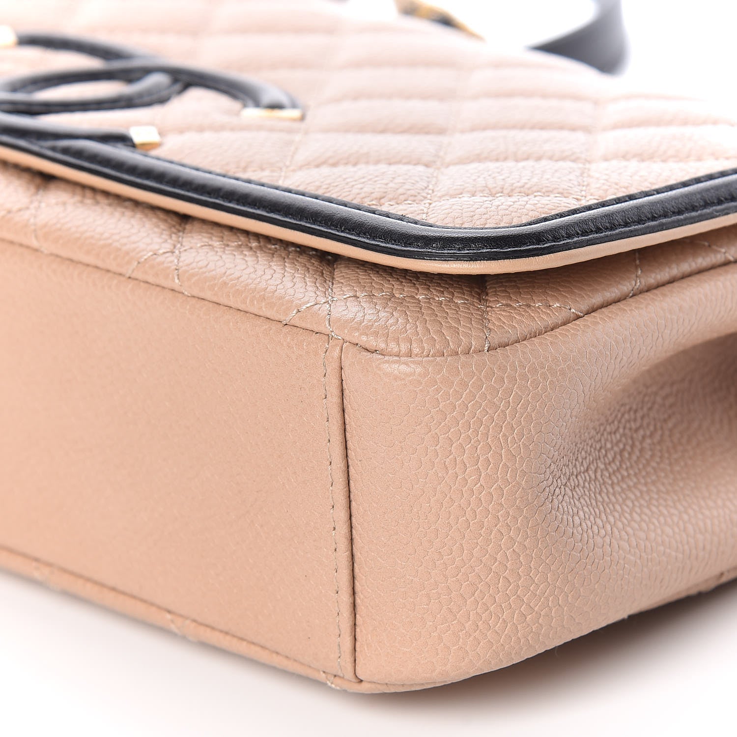 Chanel Caviar Quilted Medium CC Filigree Flap Beige Black 6 of 9