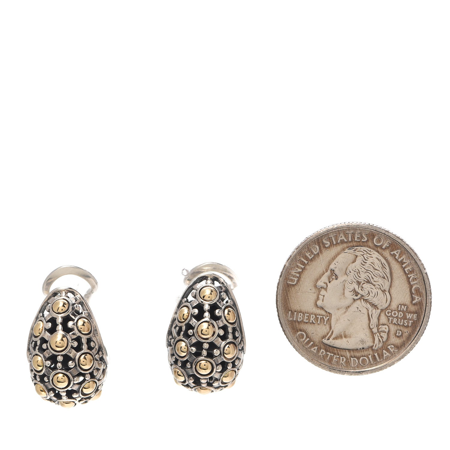 John Hardy Sterling Silver 18K Yellow Gold Jaisalmer Dot Buddha Belly Earrings 2 of 5