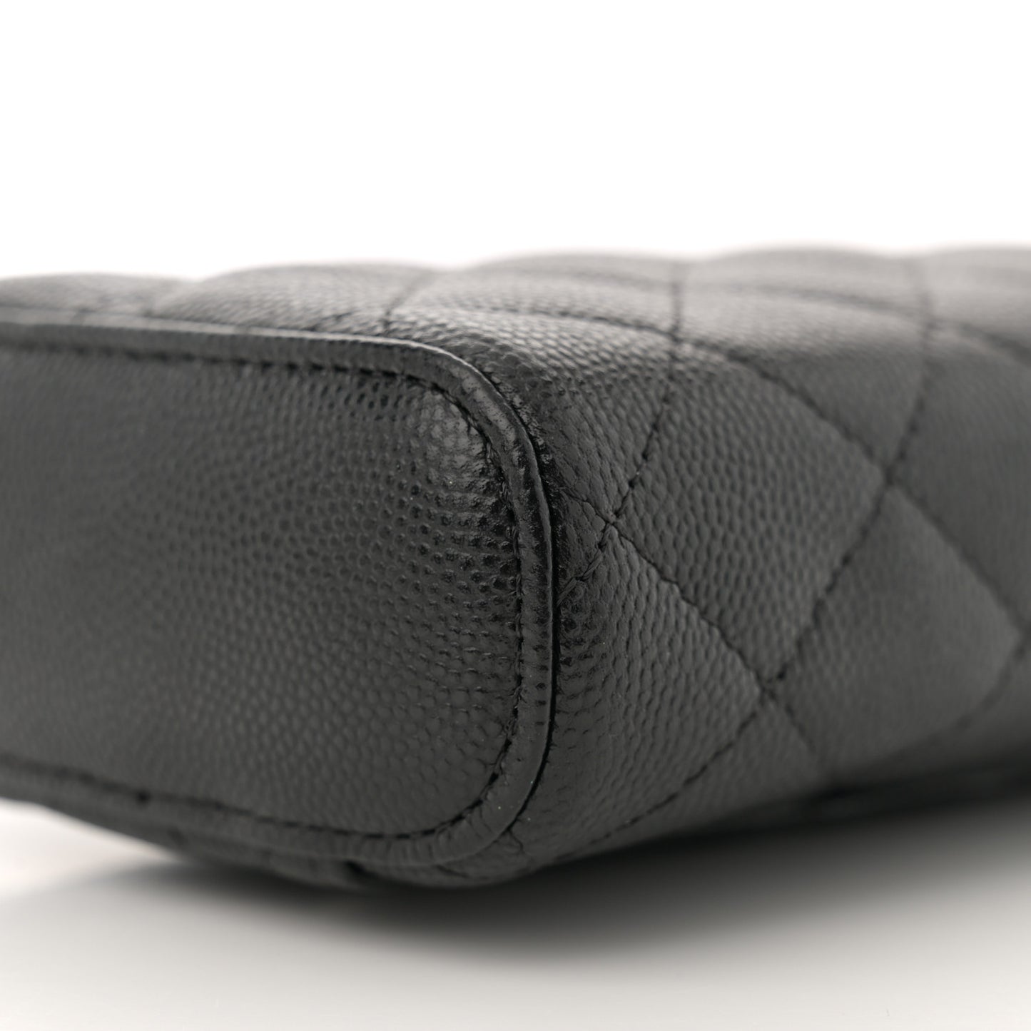 Caviar Quilted Phone Holder With Chain Black