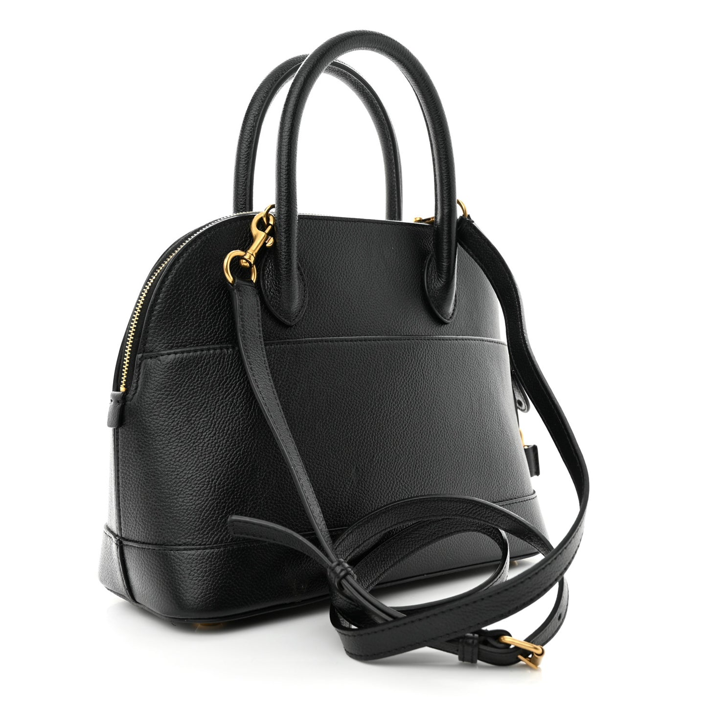 Grained Calfskin Logo S Ville Top Handle Bag Black White