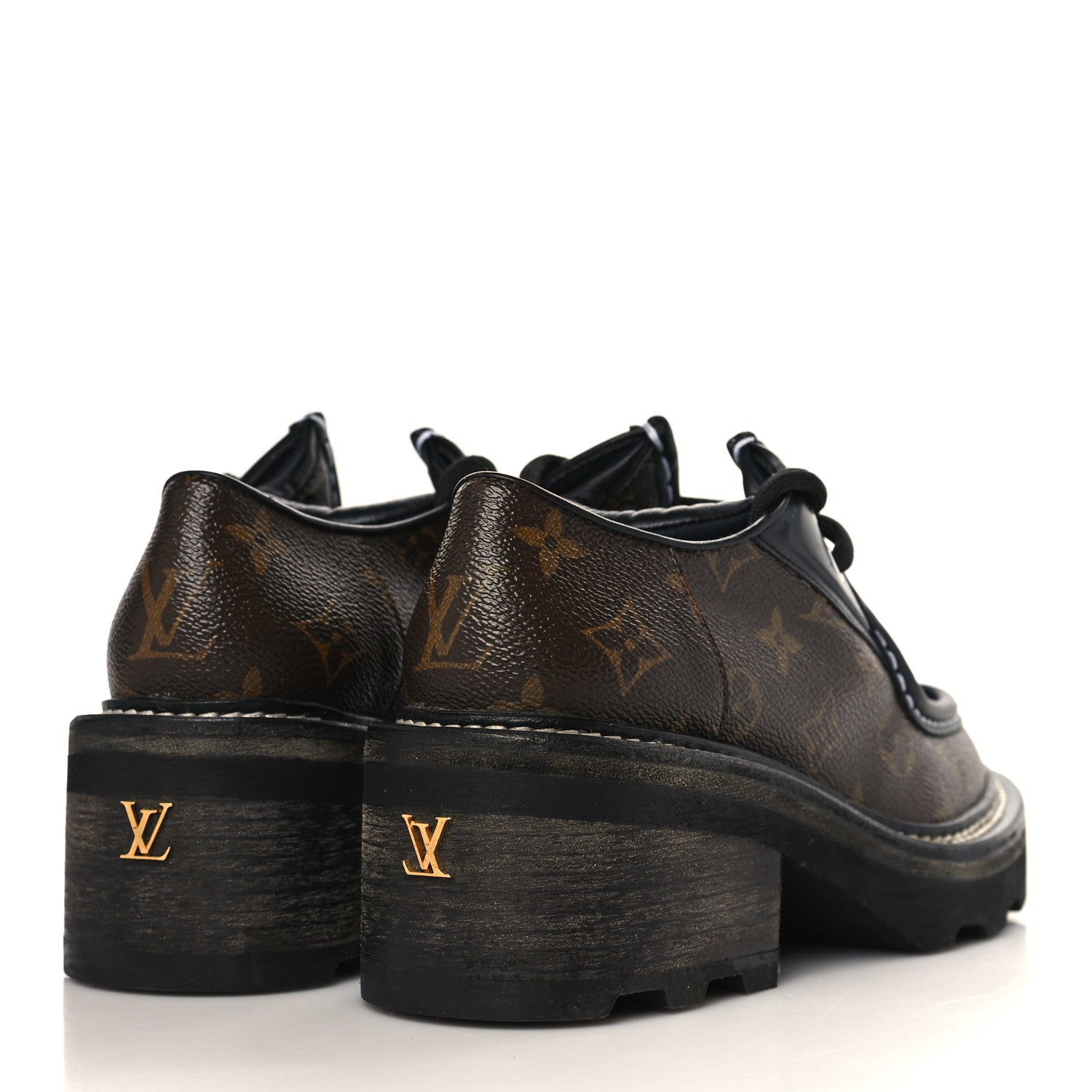 Louis Vuitton Monogram Calfskin Beaubourg Platform Derby Shoes 37 Brown 4 of 12