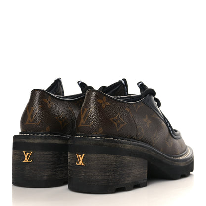 Louis Vuitton Monogram Calfskin Beaubourg Platform Derby Shoes 37 Brown 4 of 12