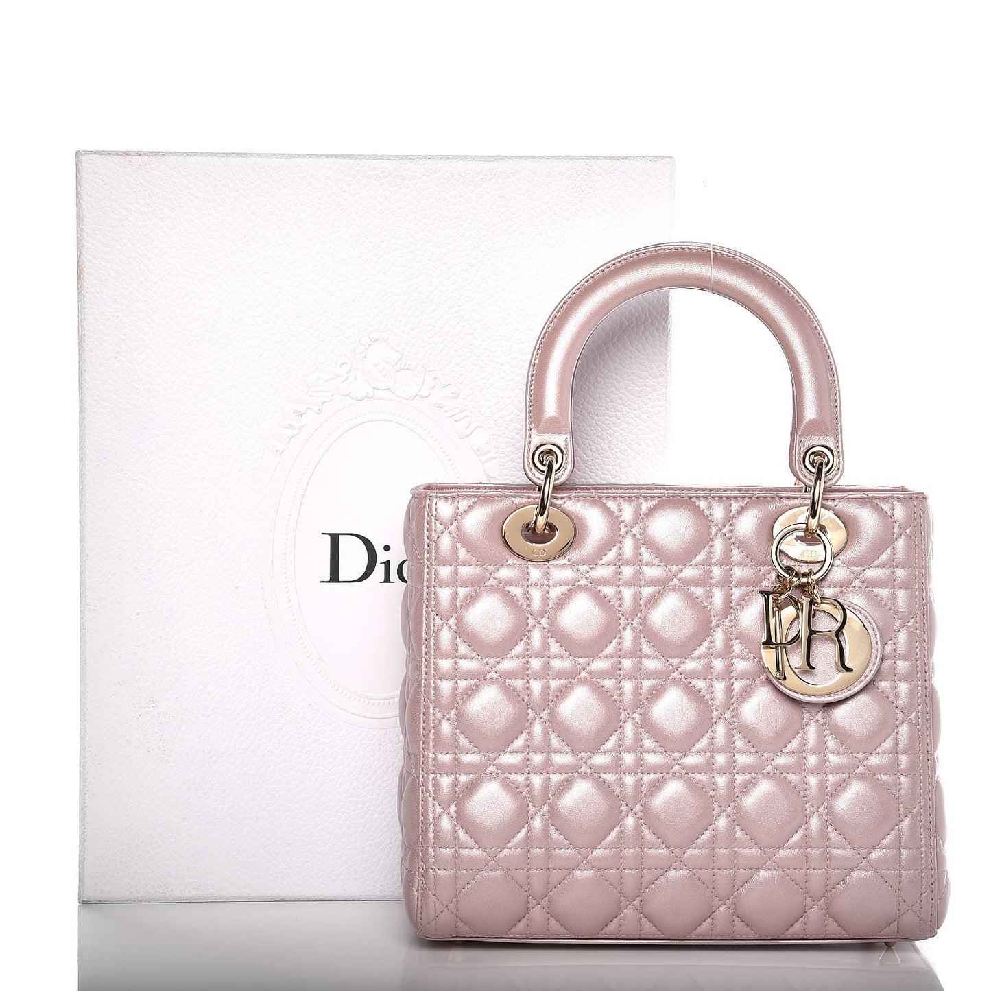 Pearly Lambskin Cannage Medium Lady Dior Lotus
