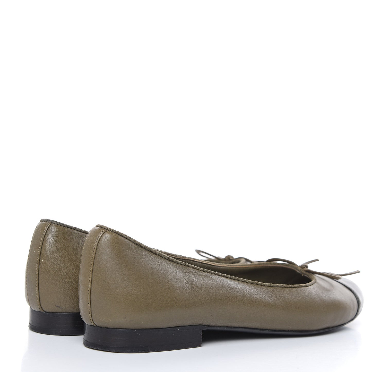 Lambskin Cap Toe Ballerina Flats 36 Green Black