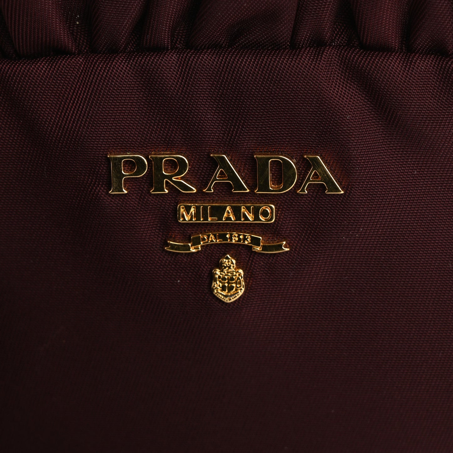 Nylon Ruffle Cosmetic Pouch Burgundy