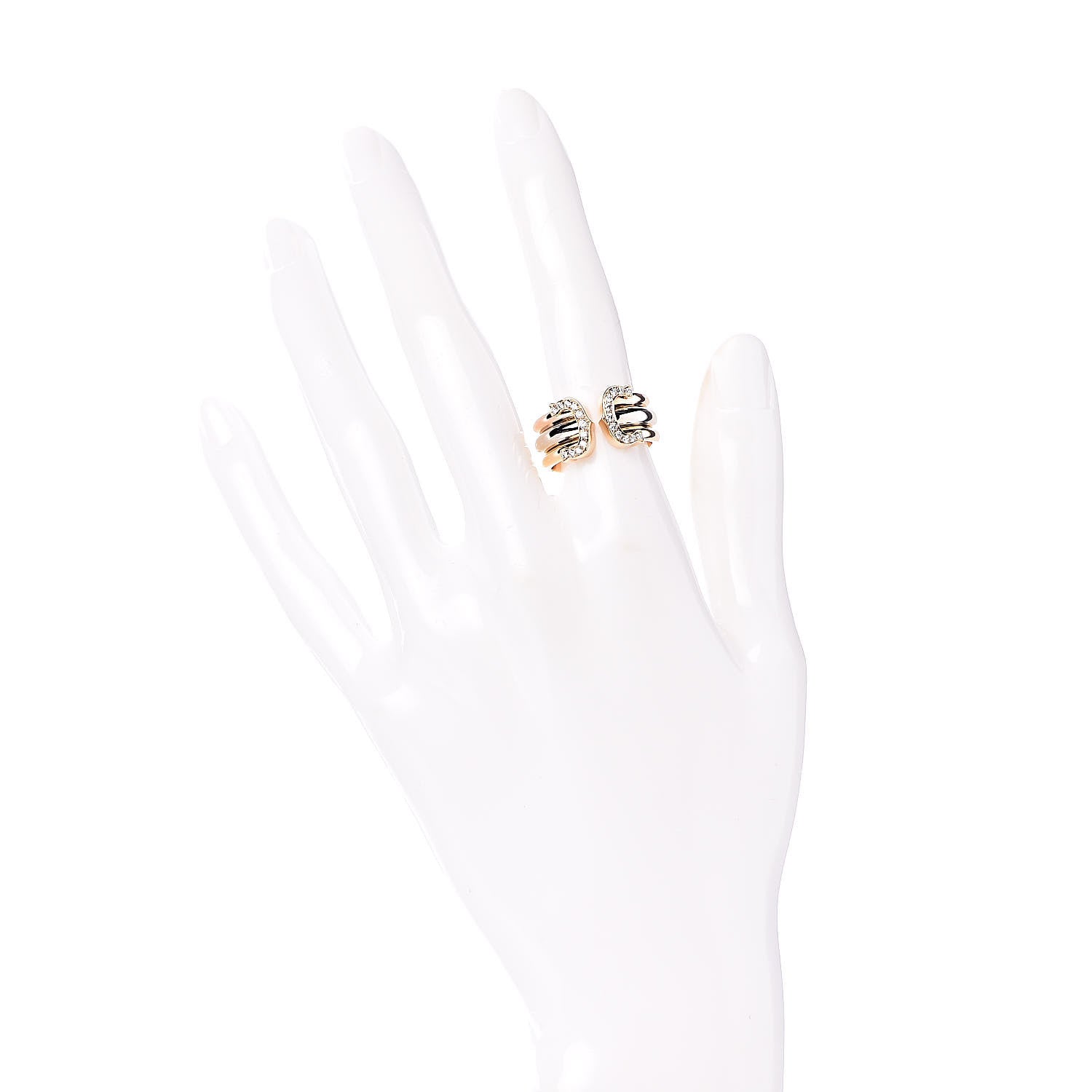 Cartier 18K Pink Yellow White Gold Diamond C De Ring 51 5.75 2 of 4