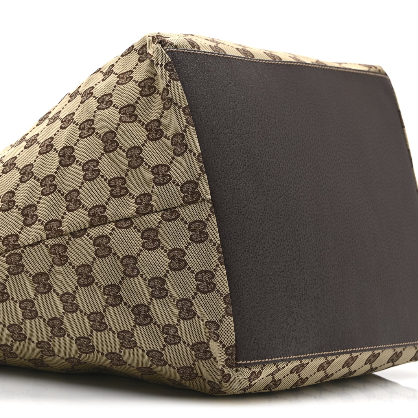 GG Monogram Large Web Handle Bucket Tote Dark Brown