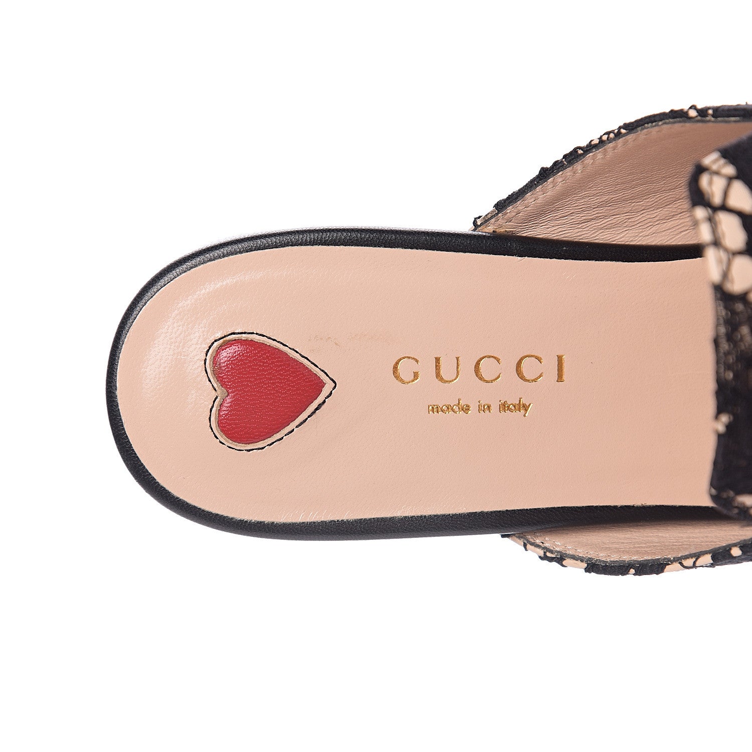 Gucci Lace Malaga Kid Womens Princetown Slippers 36.5 Black Skin Rose 7 of 9