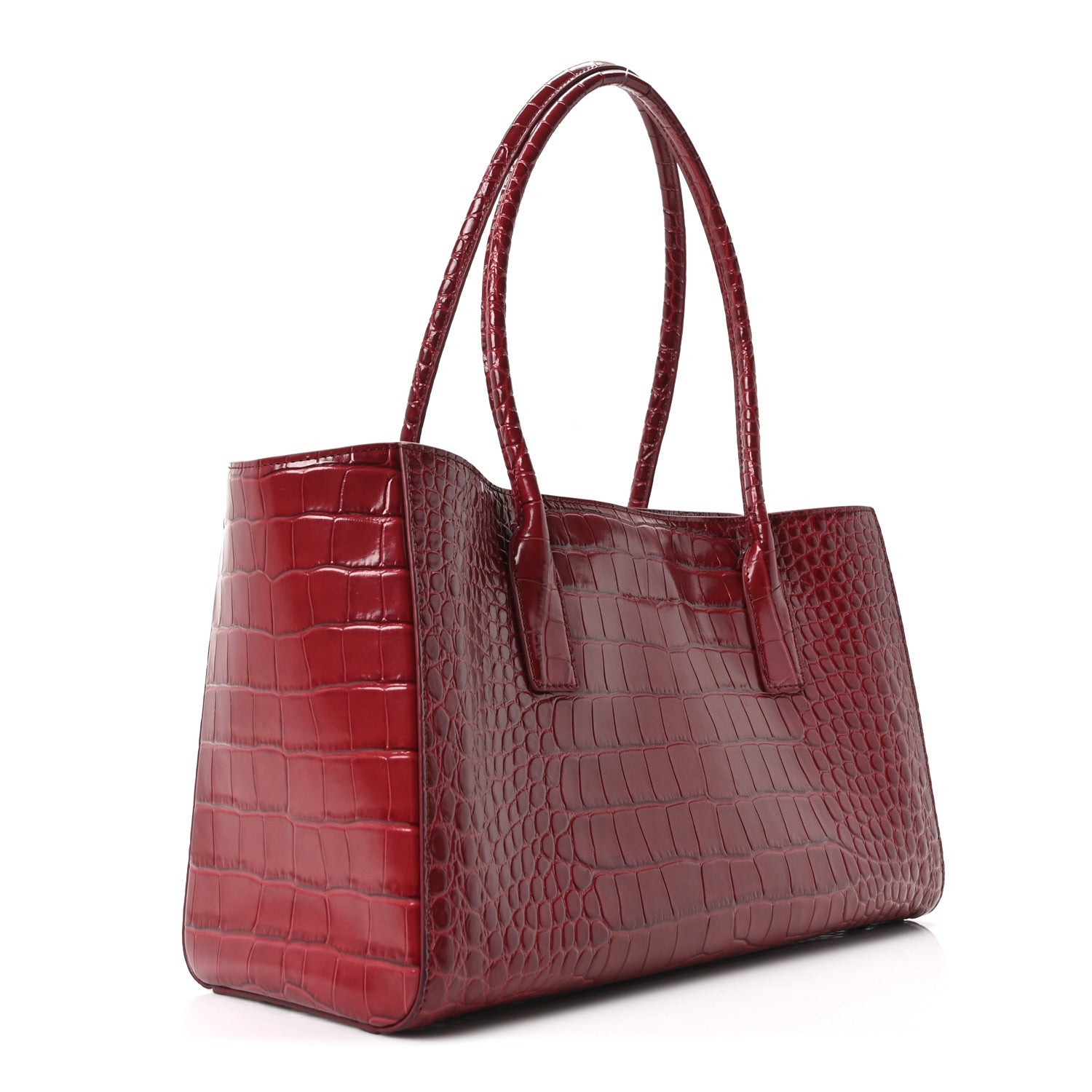 Chanel Calfskin Crocodile Embossed Archetype Small Shopping Tote Burgundy 2 of 9