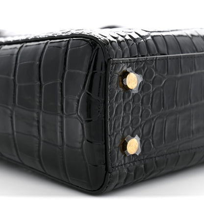 Chanel Calfskin Crocodile Embossed Small Archetype Black 9 of 12