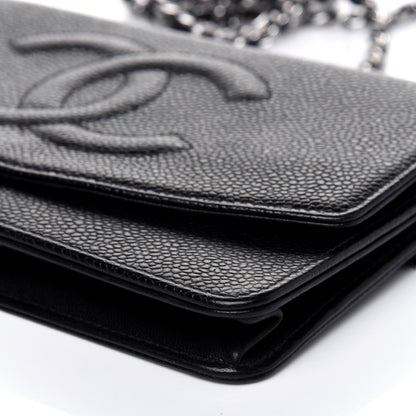 Chanel Caviar Timeless CC Wallet On Chain WOC Black 11 of 13