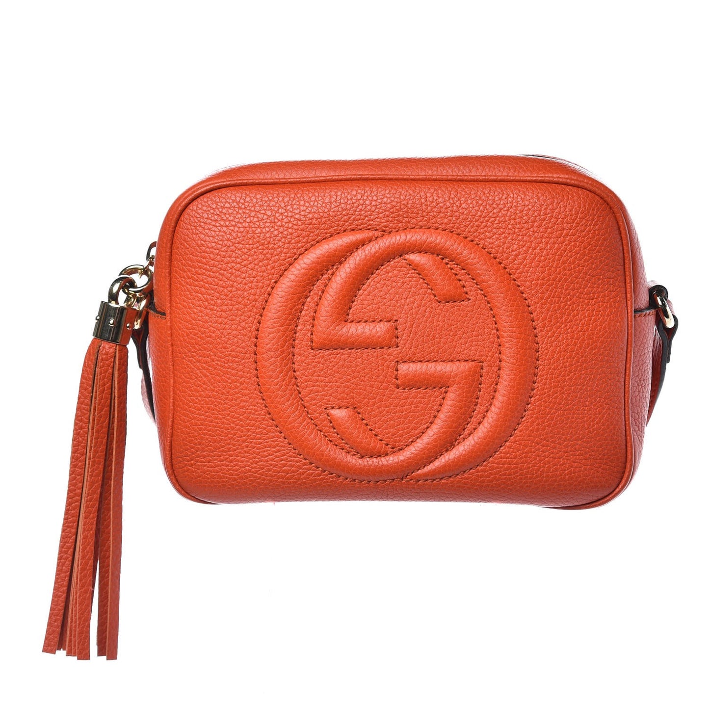 Pebbled Calfskin Small Soho Disco Bag Sun Orange