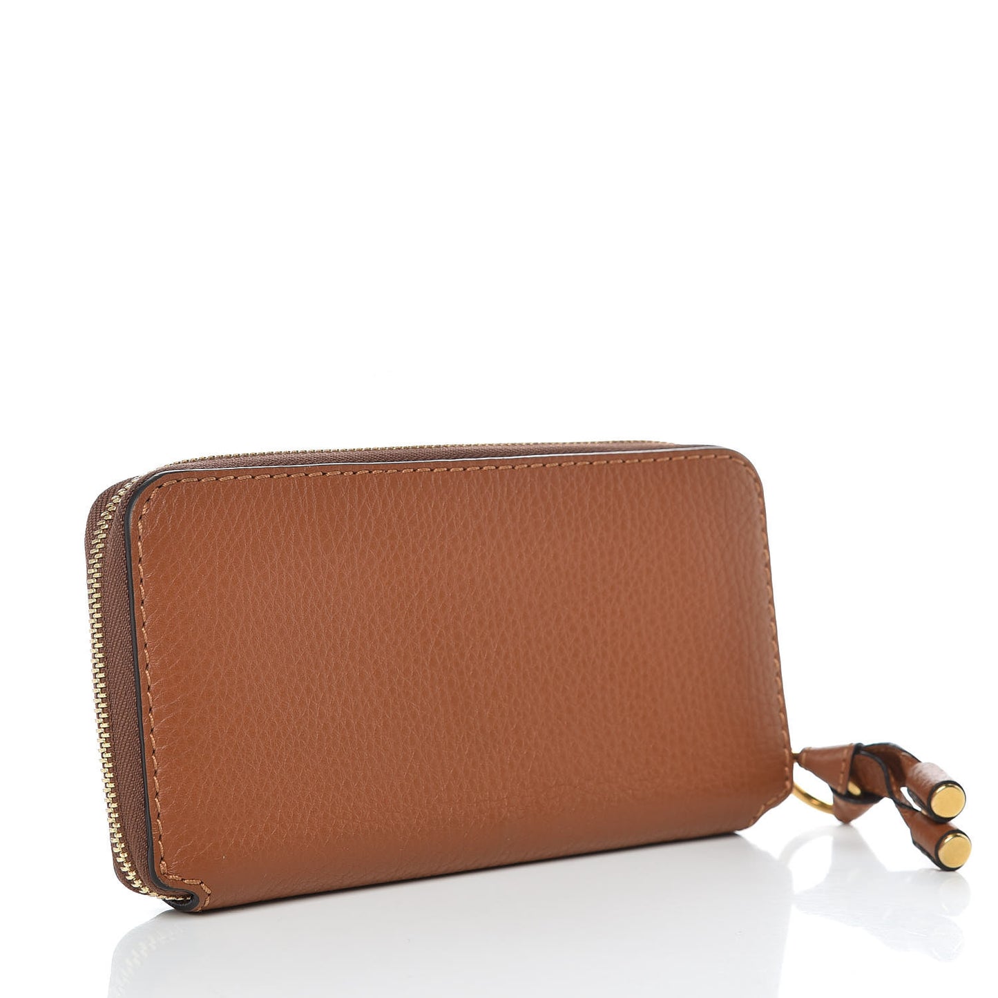 Grained Calfskin Marcie Long Zip Around Wallet Tan