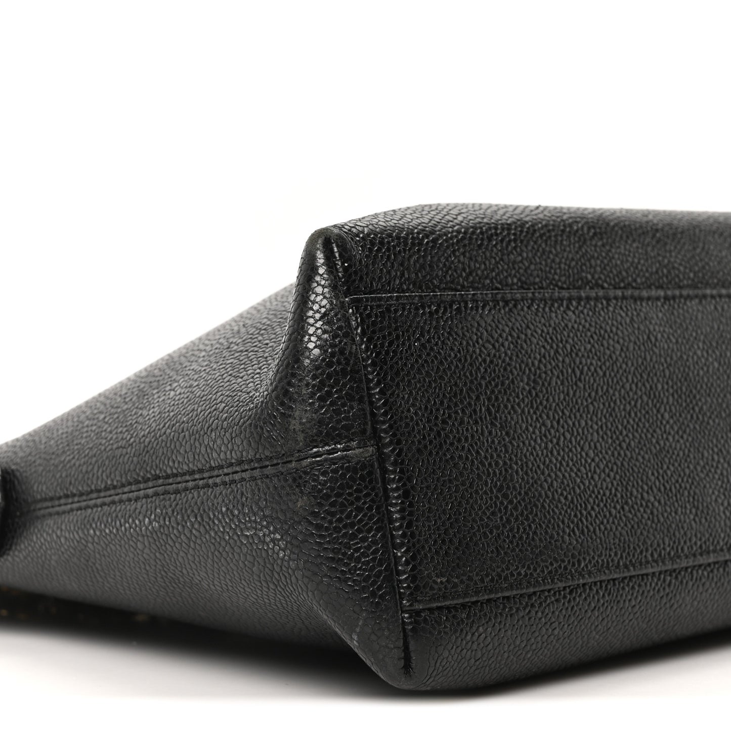 Caviar Embroidered Logo Shoulder Bag Black