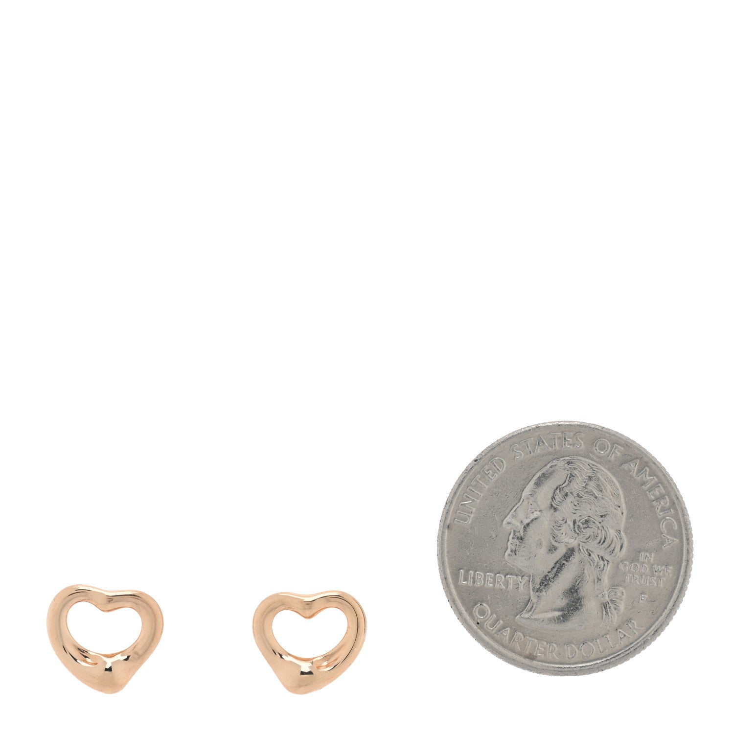 Tiffany 18K Rose Gold 11mm Elsa Peretti Open Heart Earrings 2 of 5