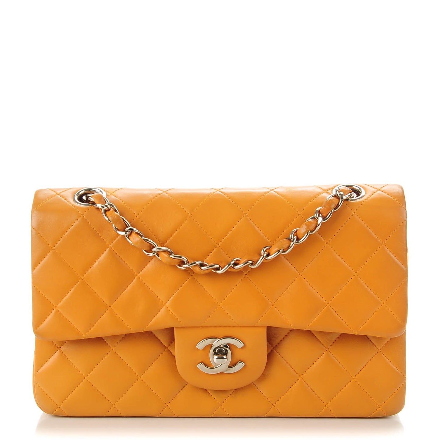 Lambskin Quilted Medium Double Flap Mango