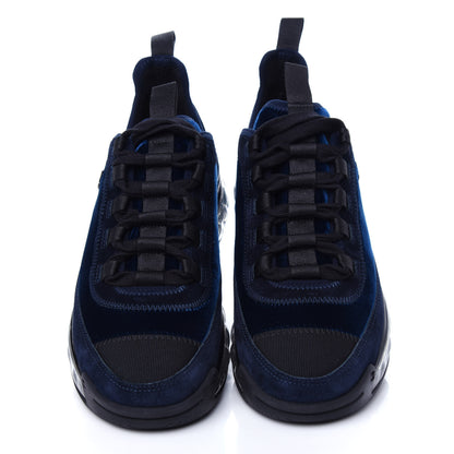 Chanel Suede Calfskin Velvet Grosgrain CC Sneakers 36.5 Navy Blue Black 5 of 11