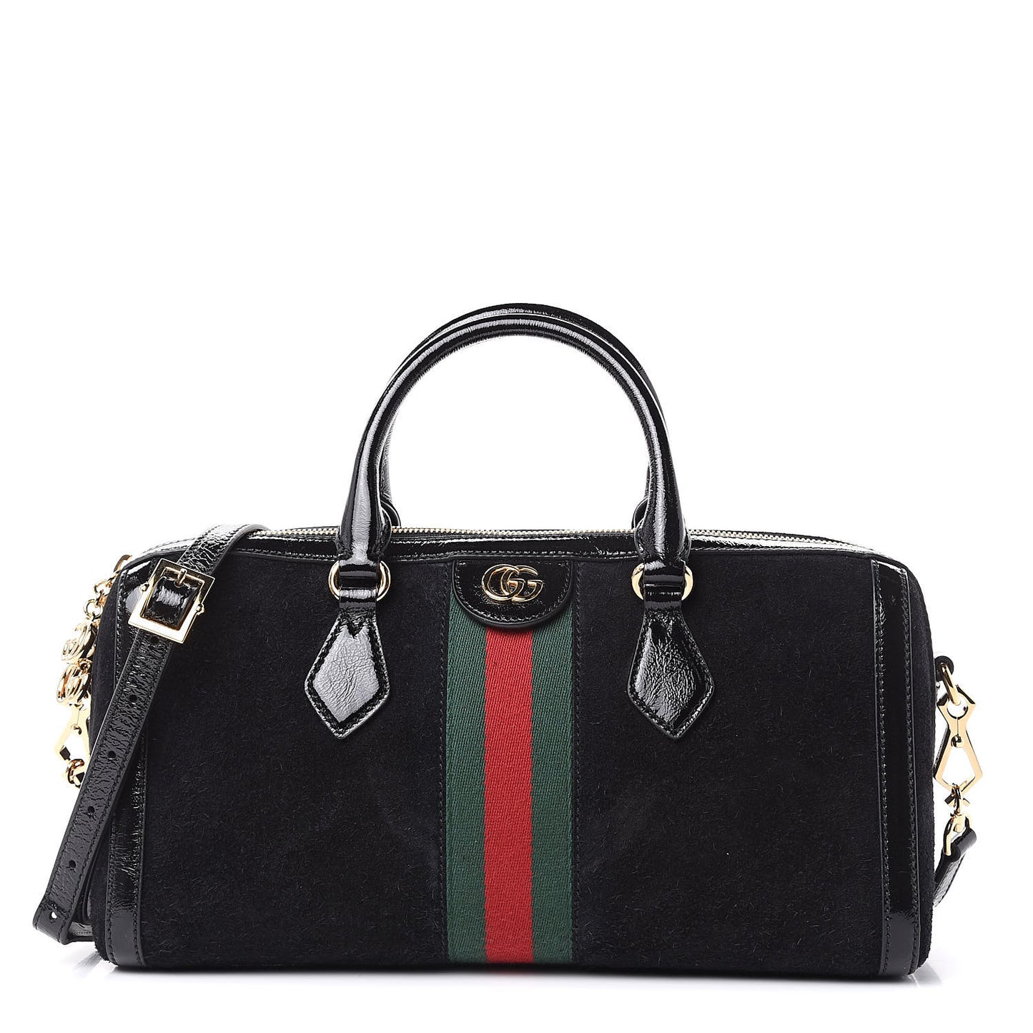 Suede Patent GG Web Medium Ophidia Boston Black