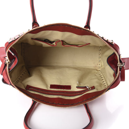 Valentino Garavani Calfskin Rockstud Top Handle Satchel Rosso Valentino 4 of 14
