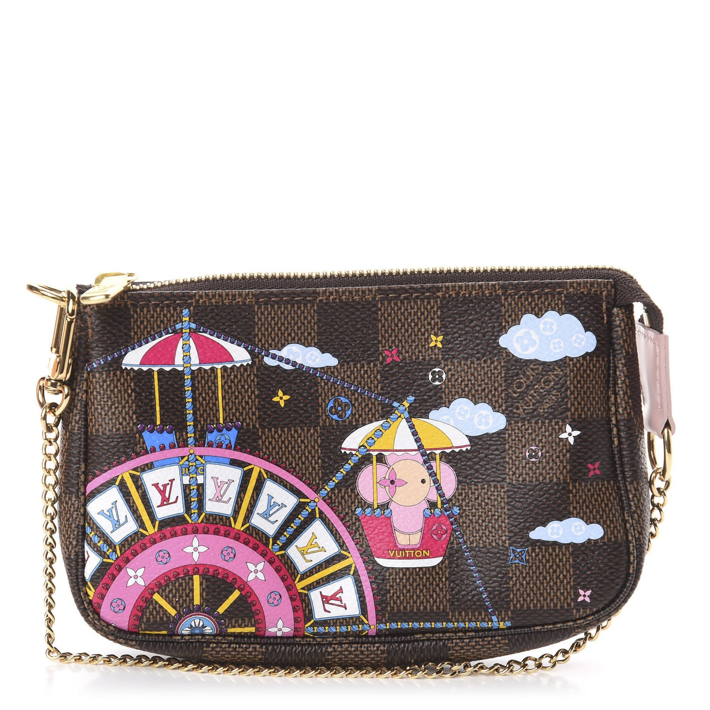 Damier Ebene 2020 Christmas Animation Big Wheel Mini Pochette Accessories Rose Ballerine