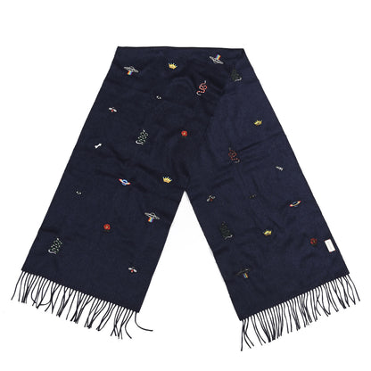 Gucci Silk Cashmere Soft Mixer Fringe Scarf Midnight Blue 2 of 5
