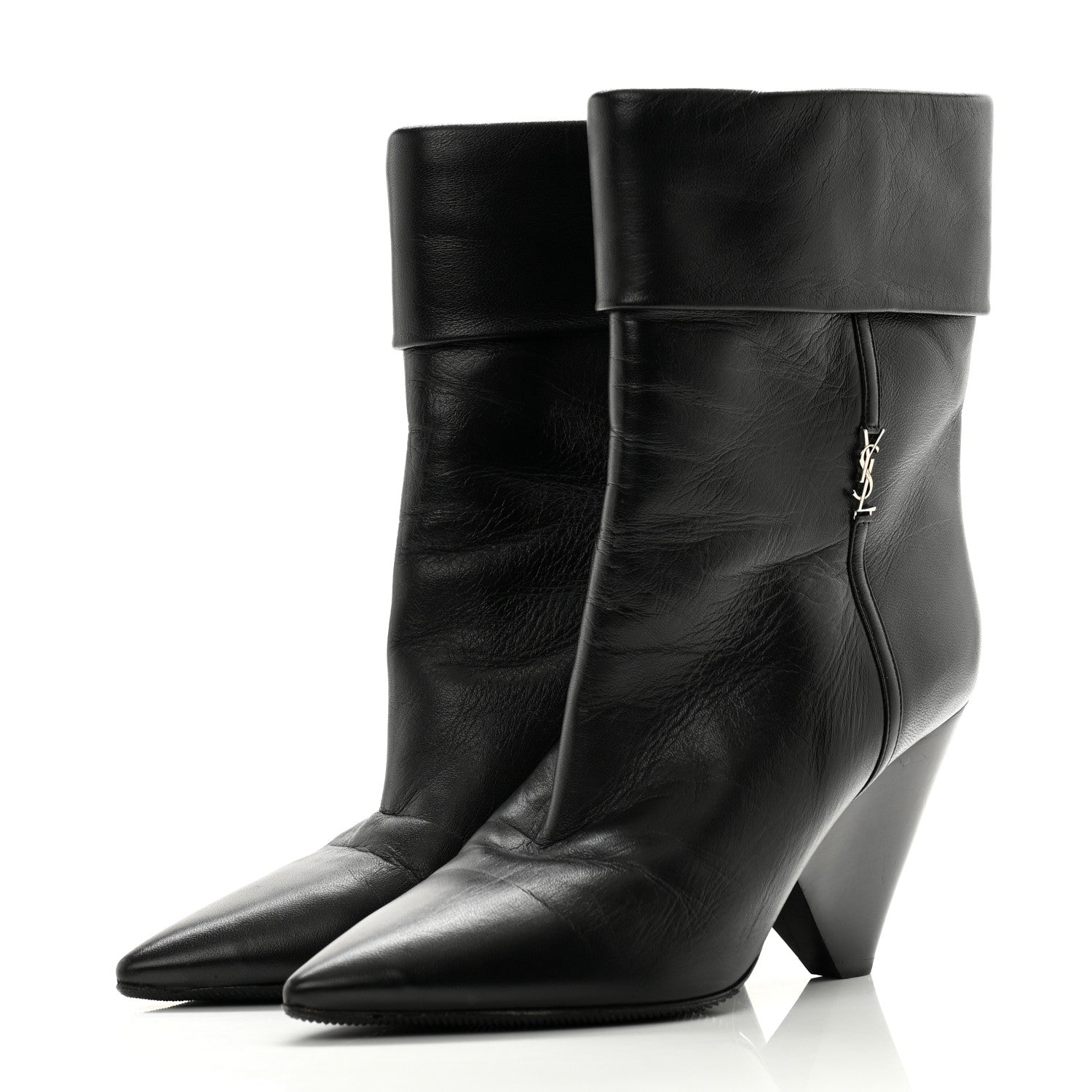 Saint Laurent Lambskin Liz 85 Wedge Booties 39 Black 3 of 11