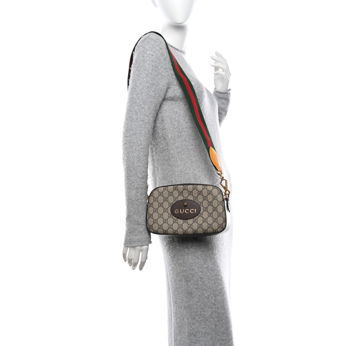 GG Supreme Monogram Web Neo Vintage Shoulder Bag Beige New Acero Crop