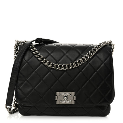 Chanel Lambskin Quilted Boy Messenger Black 1 of 10