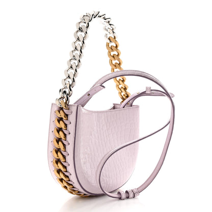 Stella McCartney Eco Alter Crocodile Embossed Nappa Small Frayme Shoulder Bag Lilac 3 of 11