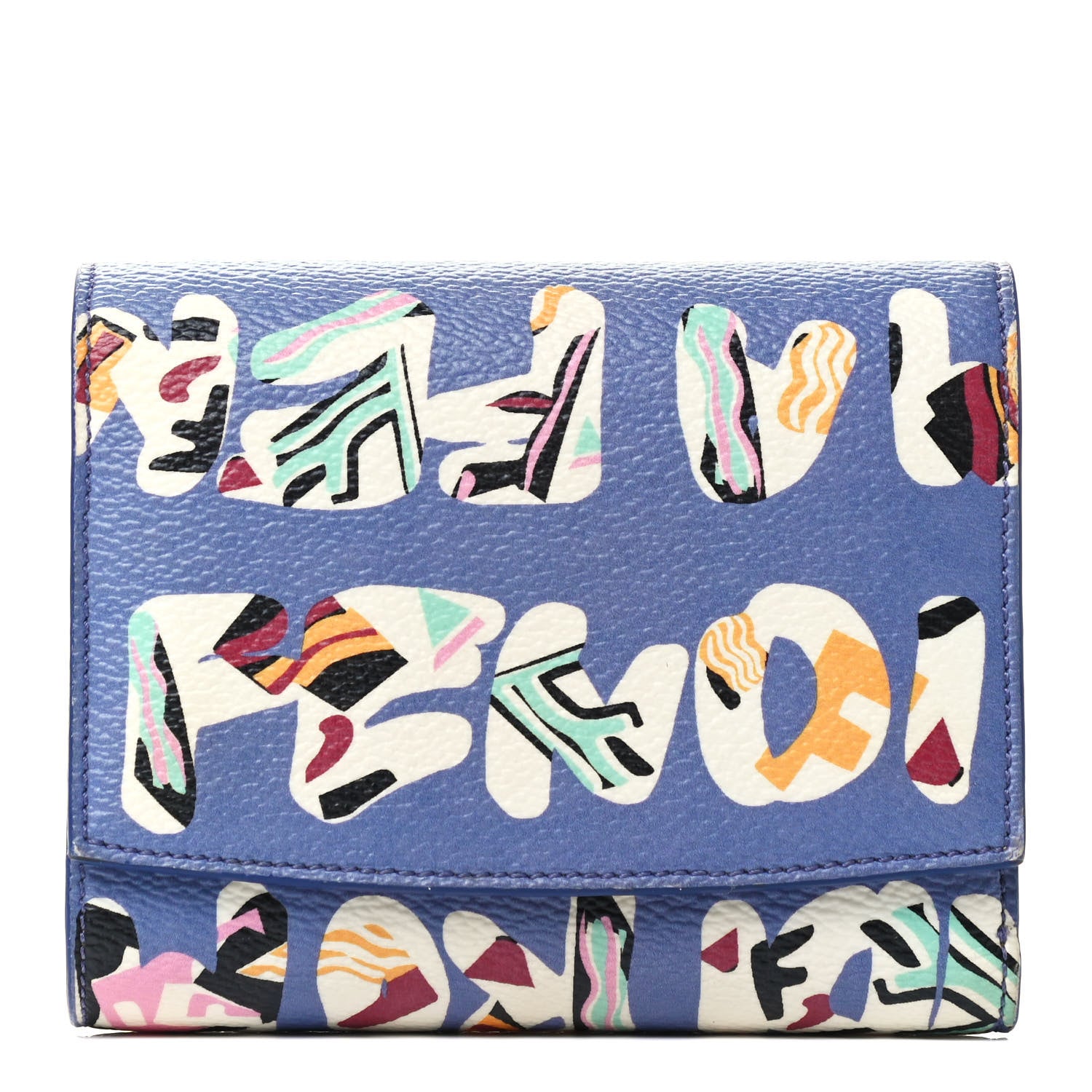 Fendi Glazed Fabric Vitello Elite Fendi Roma French Wallet Cassis Paglia 1 of 4