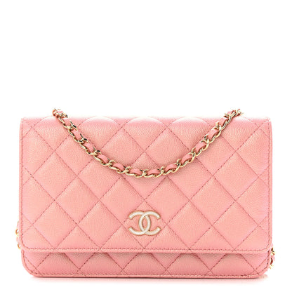 Chanel Iridescent Caviar Quilted Wallet on Chain WOC Rose Pink 1 of 14