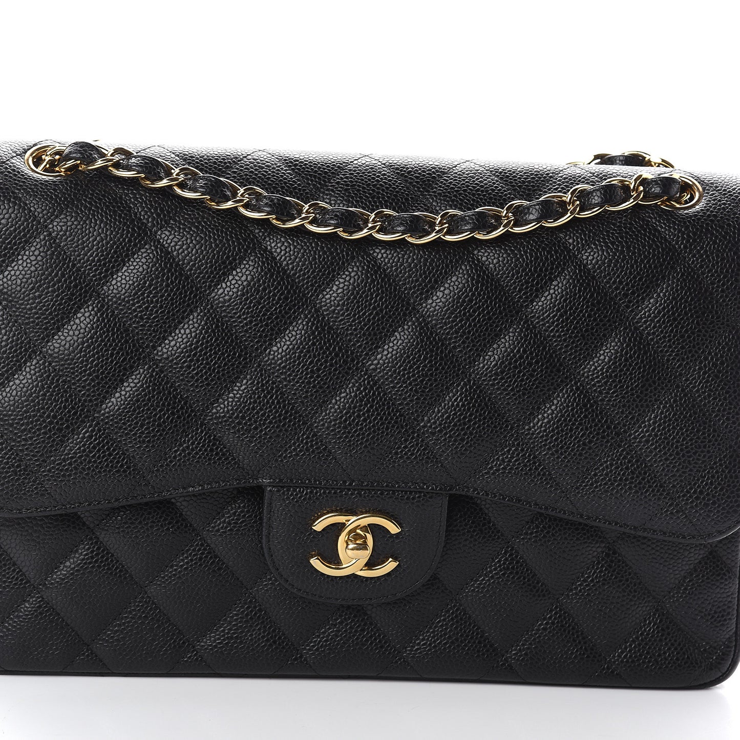 Caviar Quilted Jumbo Double Flap Black