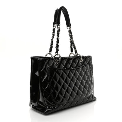 Chanel Patent Quilted Grand Shopping Tote GST Black 3 of 17