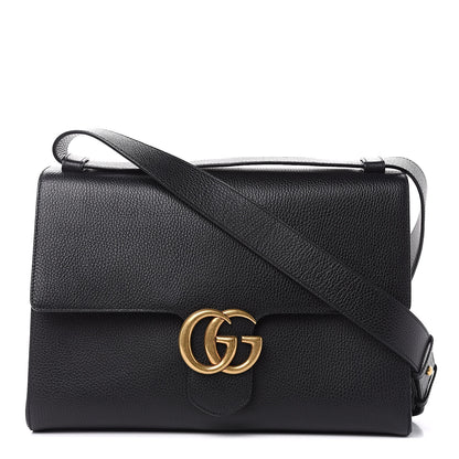 Gucci Calfskin GG Marmont Messenger Bag Black 1 of 10