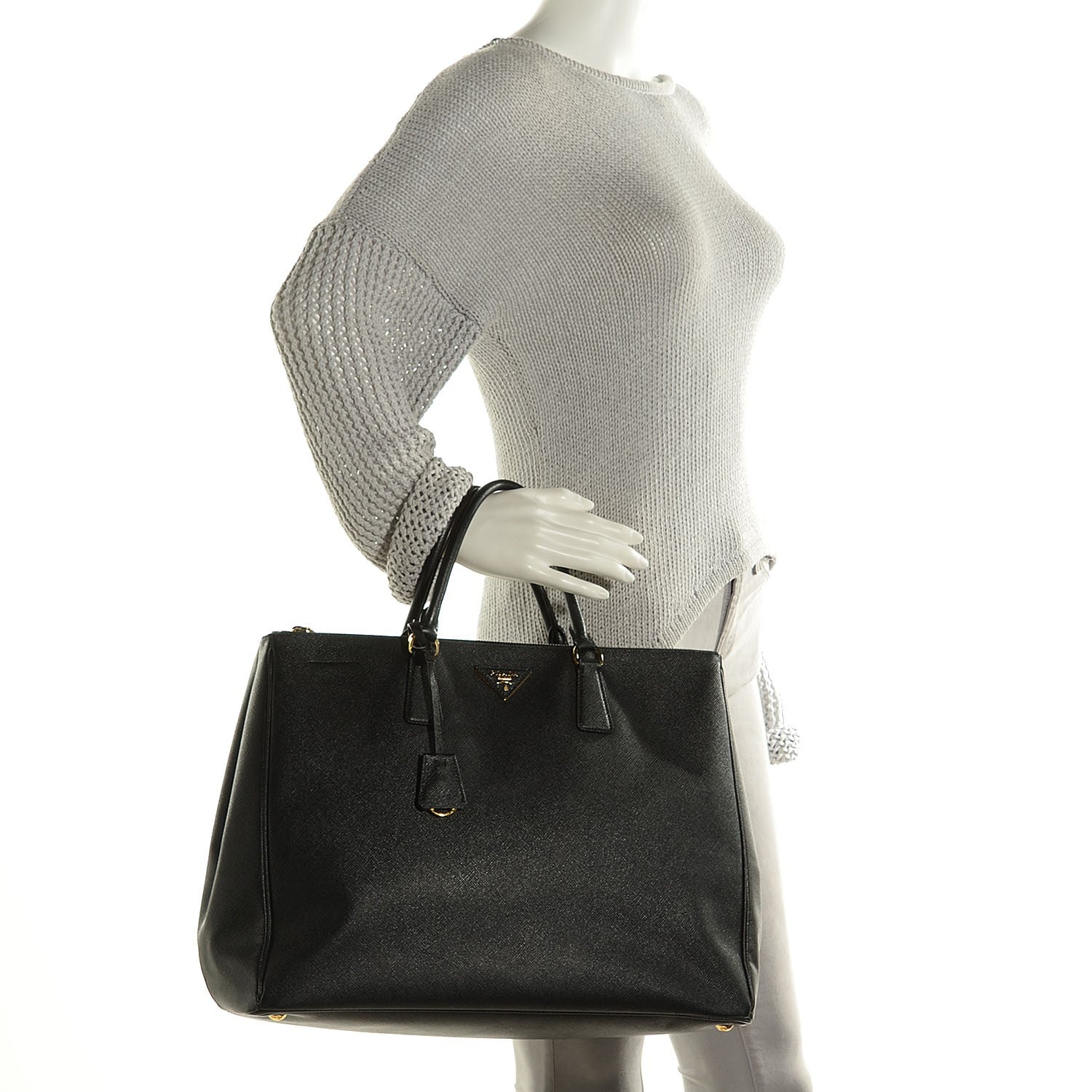 Prada Saffiano Lux Extra Large Galleria Double Zip Tote Black 2 of 10