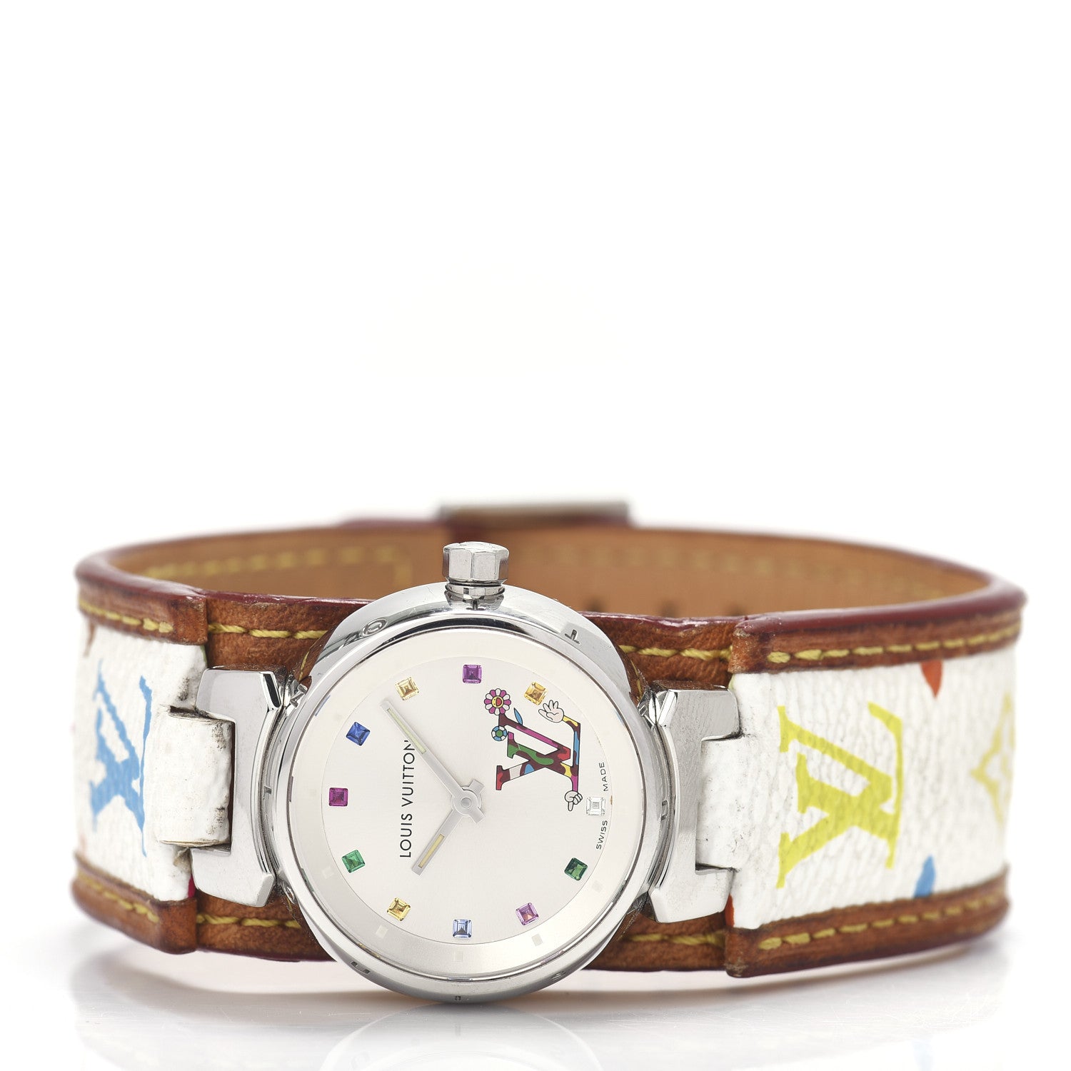 Louis Vuitton Stainless Steel Monogram Multicolor 28mm Tambour Murakami Quartz Watch 3 of 6