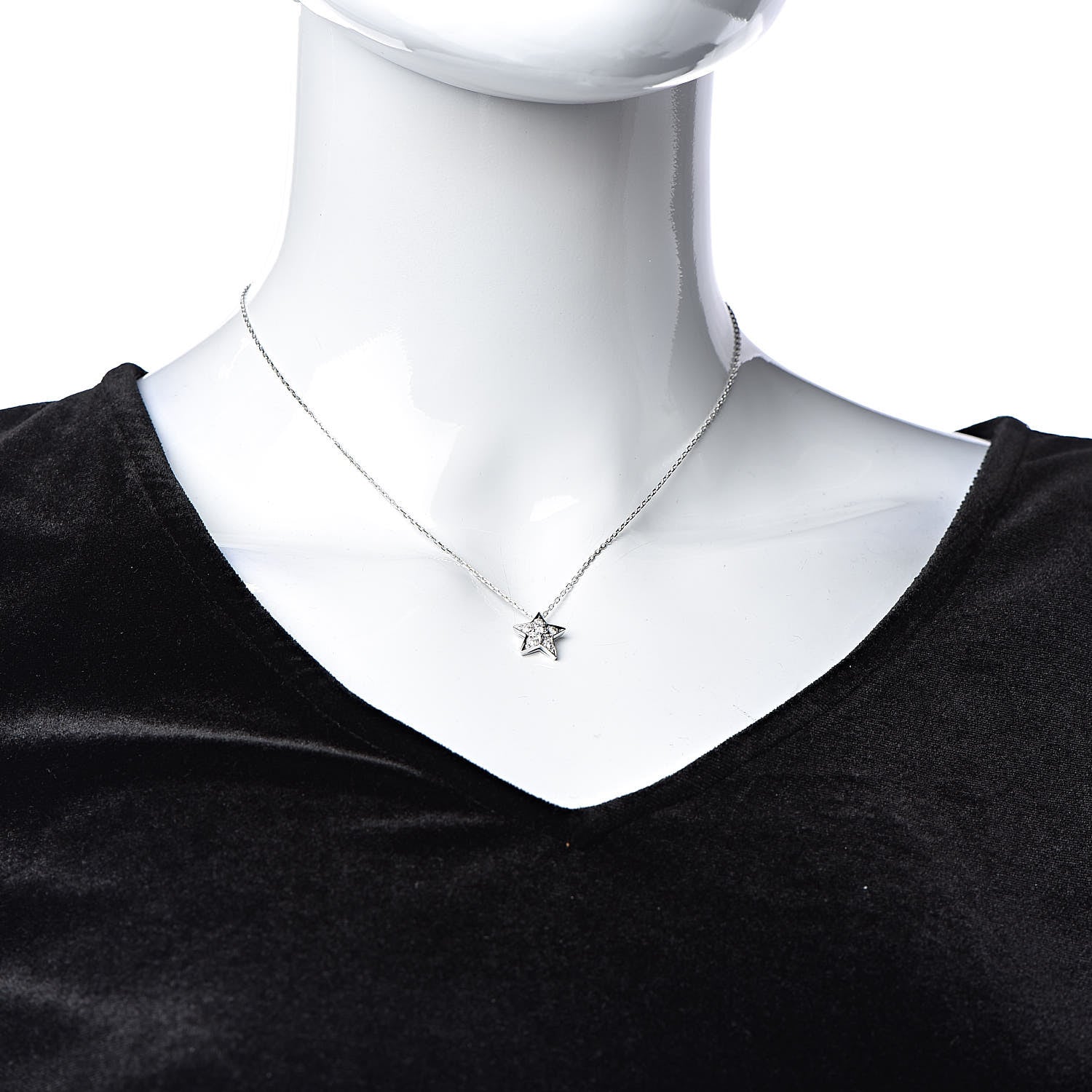 Chanel 18K White Gold Diamond Small Comete Geode Pendant Necklace 2 of 6