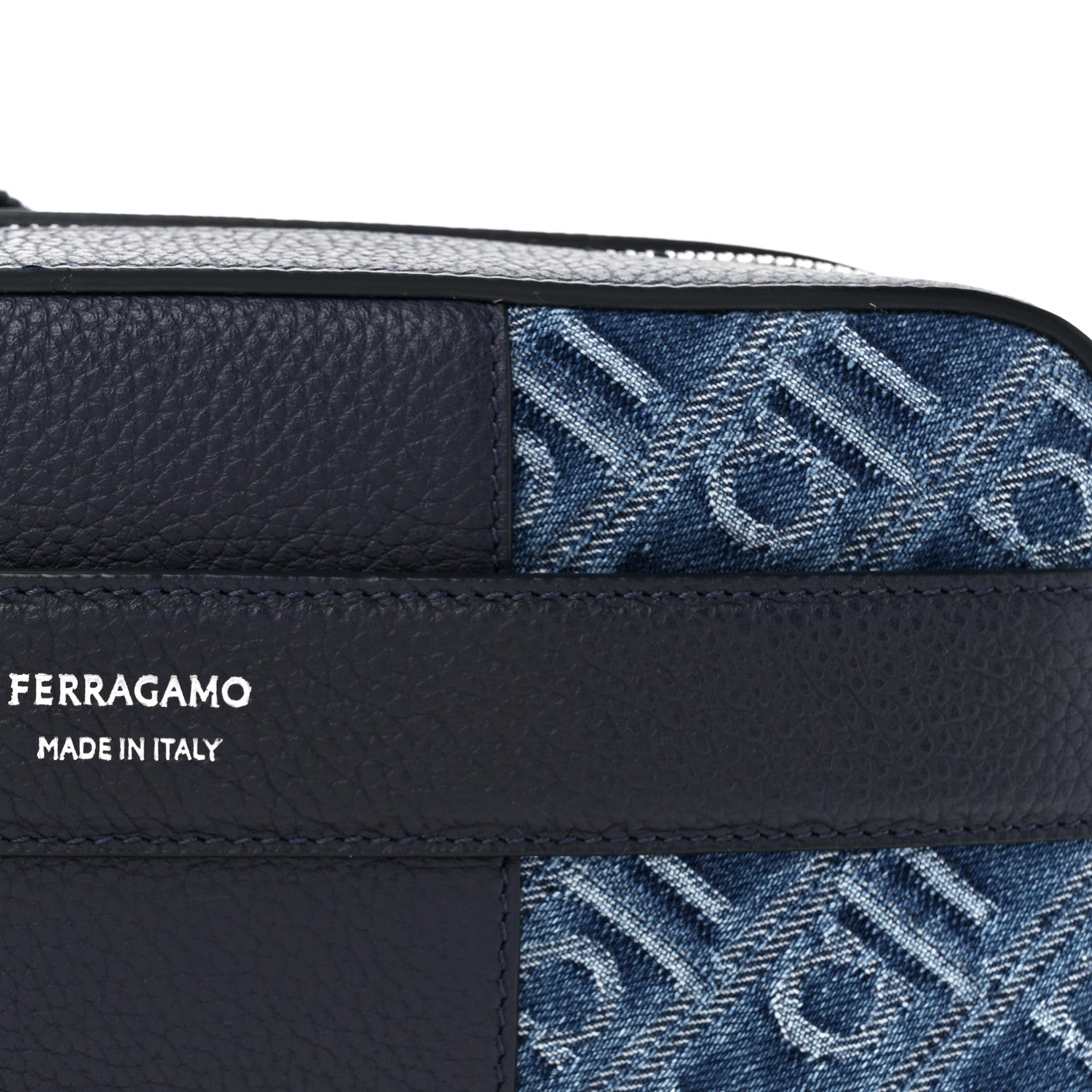 Salvatore Ferragamo Monogram Denim Crossbody Bag Blue 8 of 10