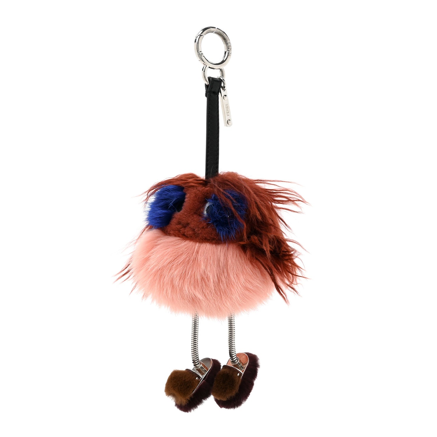 Mink Fox Fur Dad Wonders Bag Charm Peach Pink Rust