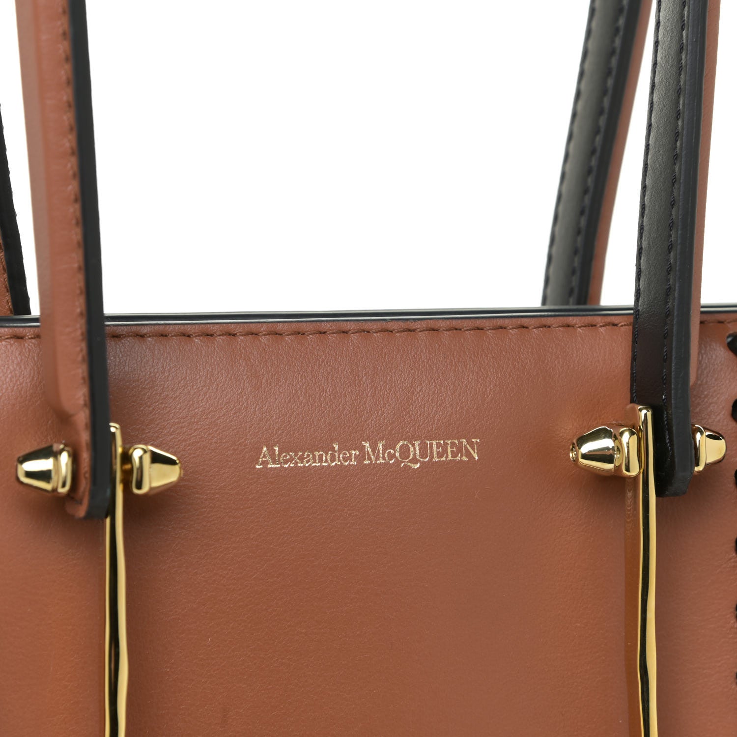 Alexander McQueen Calfskin The Tall Story Shoulder Bag Brown Black 10 of 11