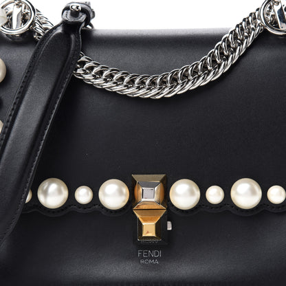 Fendi Vitello Liberty Pearl Scalloped Studded Small Kan I Shoulder Bag Black 10 of 10