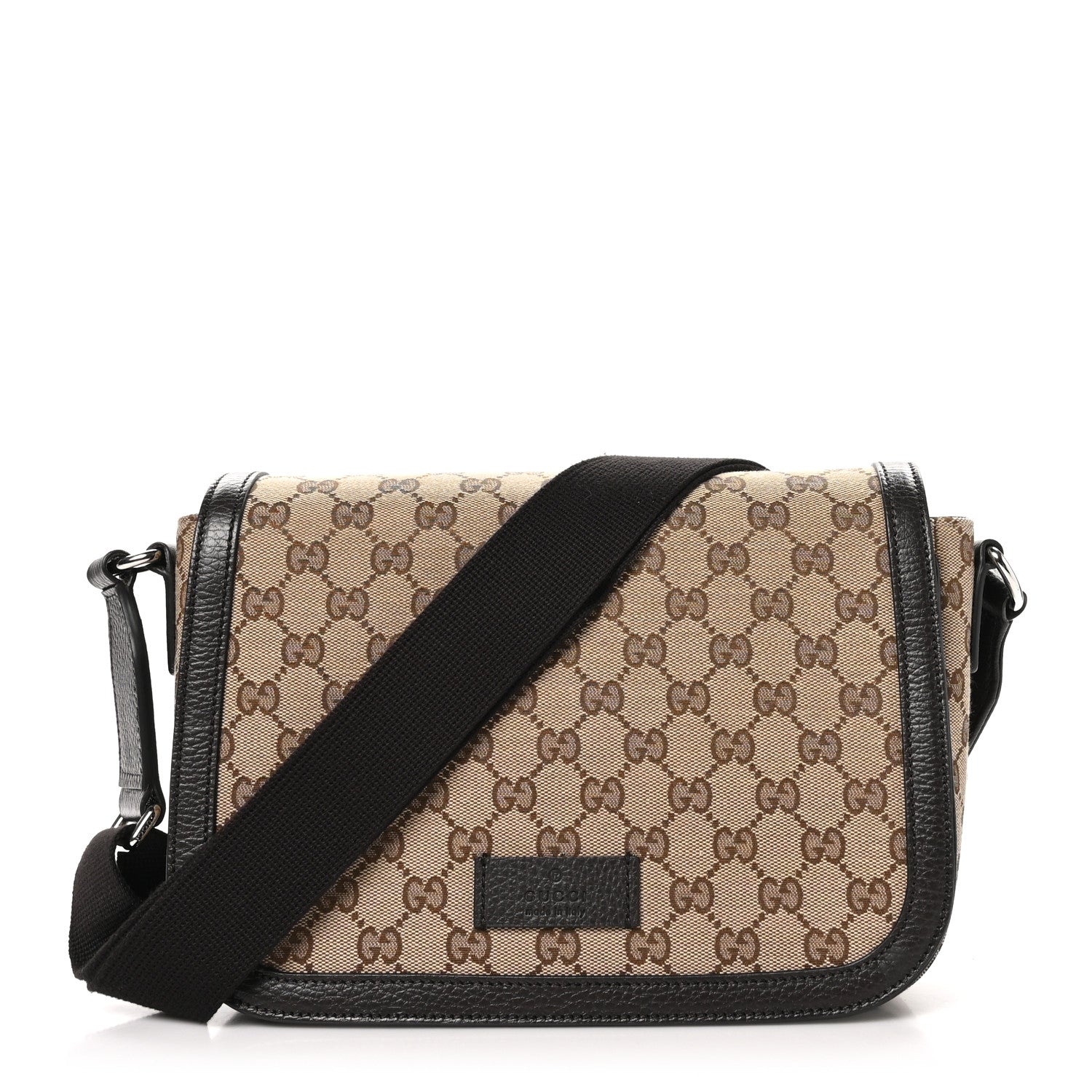 Gucci Monogram Flap Messenger Bag Beige Dark Brown 1 of 10