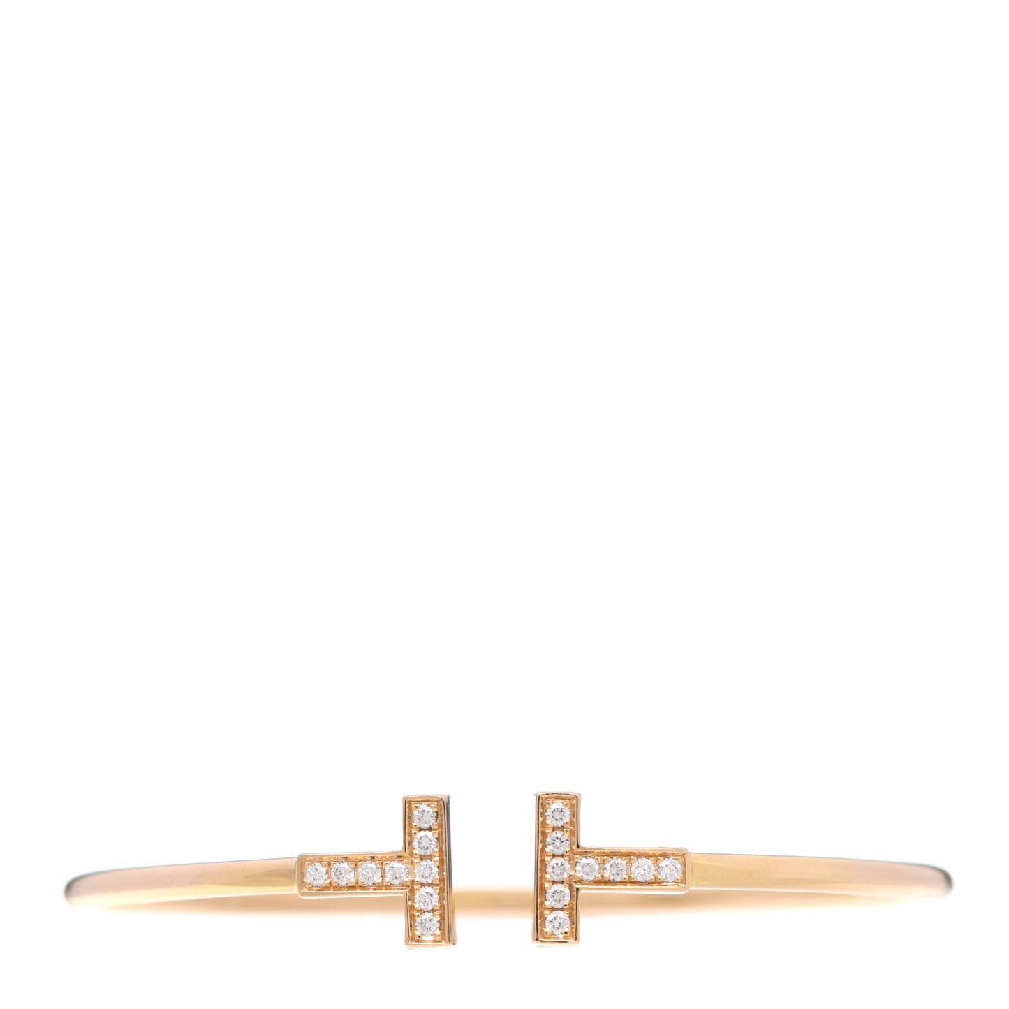 18K Yellow Gold Diamond T Wire Bracelet
